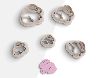 Easter Bunny Clay Cutter, Easter Polymer Clay Earring Cutters, 2 Cutter Version, 5 Sizes Included, Digital STL File, No: 1148