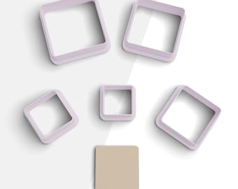Square Clay Cutter, Geometric Shape Polymer Clay Earring Cutter, 2 Cutter Version, 5 Sizes Included, Digital STL File, No: 999