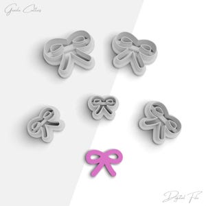 Ribbon Bow Clay Cutter, Valentine&#39;s Day Polymer Clay Earring Cutters, 2 Cutter Version, 5 Sizes Included, Digital STL File, No: 1267