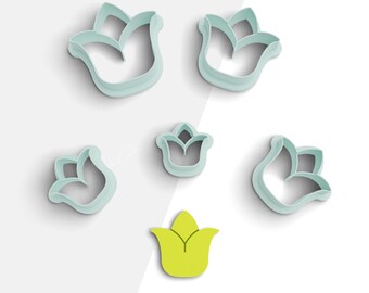 Tulpenblumen Ausstecher, Florale Polymer Clay Cutters, 2 Version, 5 Größen enthalten, Digitale STL-Datei, No: 1024