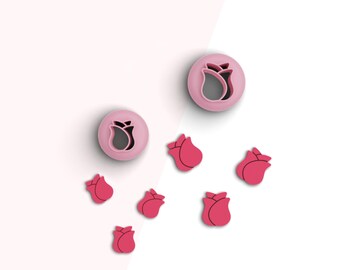 Valentine Rose Stud Clay Cutter, Valentine's Day Polymer Clay Cutter, Mini Clay Cutters, 2 Sizes Included, Digital STL File, No: 1324
