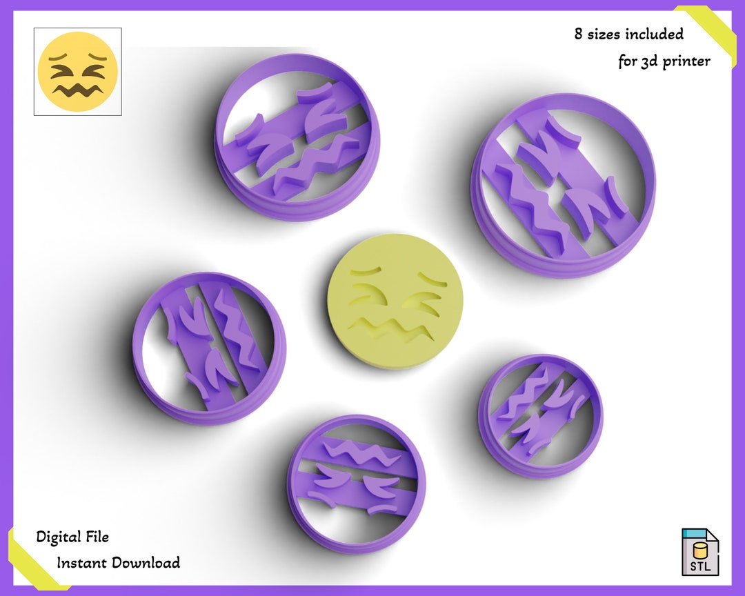 Frustrated Confused Emoji Cookie Cutter Stl, Emoji Cookie Cutter