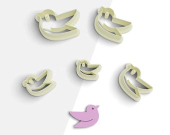 Bird Clay Cutter, Spring Polymer Clay Cutters, 2 Cutter Version, 5 Sizes Included, Digital STL File, No: 1082