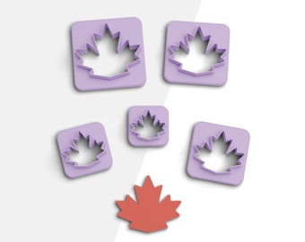 Maple Leaf Clay Cutter, Autumn Polymer Clay Cutter, Earring Cutters, 2 Cutter Version, 5 Sizes Included, Digital STL File, No: 611