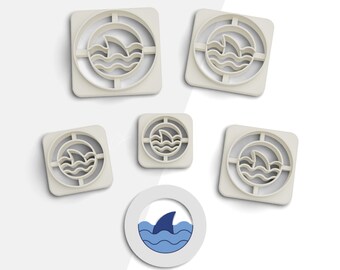 Shark Clay Cutter, Sea Life polymeerklei uitstekers, oorbellen uitstekers, versie met 2 uitstekers, scherpe rand, 5 maten inbegrepen, digitaal STL-bestand, nr.: 469