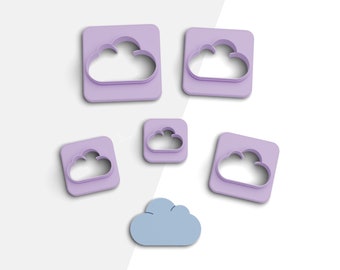 Cloud Clay Cutter, Halloween Polymer Clay Cutter, Earring Cutters, 2 Cutter Version, 5 Sizes Included, Digital STL File, No: 587