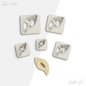 Schelpkleisteker, oceaanpolymeerkleistekkers, oorbellenstekkers, versie met 2 uitstekers, scherpe rand, 5 maten inbegrepen, digitaal STL-bestand, nr.: 447