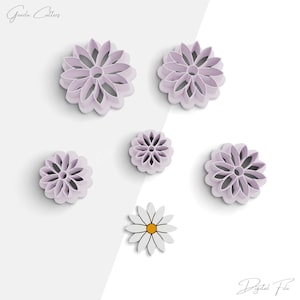 May include: Five different flower-shaped cookie cutters, including a daisy, in various sizes. The cutters are made of a light purple plastic. The text "Digital File" is visible in the bottom right corner of the image.