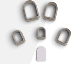 Long Arch Clay Cutter, Basic Shape Polymer Clay Earring Cutter, 2 Cutter Version, 5 Sizes Included, Digital STL File, No: 980
