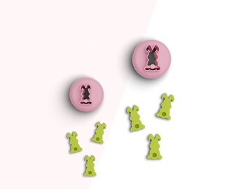 Bunny Stud Clay Cutter, Easter Polymer Clay Cutter, Mini Earring Cutters, 2 Sizes Included, Digital STL File, No: 269