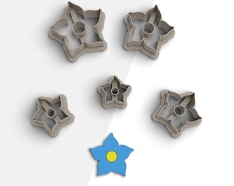 Taglierina per argilla floreale, taglierine per argilla polimerica floreale, versione con 2 taglierine, 5 misure incluse, file STL digitale, n.: 1048