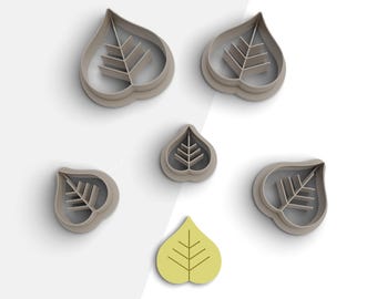 Leaf Clay Cutter, Leaf Polymer Clay Cutters, 2 Cutter Version, 5 Sizes Included, Digital STL File, No: 1102