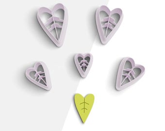 Indoor Plant Leaf Clay Cutter, Leaf Polymer Clay Cutters, 2 Cutter Version, 5 Sizes Included, Digital STL File, No: 1129