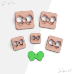 Christmas Bow Clay Cutter, Bow Polymer Clay Cutters, Earring Cutters, 2 Cutter Version, 5 Sizes Included, Digital STL File, No: 480