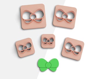 Christmas Bow Clay Cutter, Bow Polymer Clay Cutters, Earring Cutters, 2 Cutter Version, 5 Sizes Included, Digital STL File, No: 480