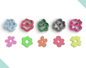 PAQUETE / Paquete de cortadores de arcilla polimérica con flores orgánicas, 5 modelos, 2 versiones de cortador, 5 tamaños incluidos, archivo STL digital, n.º: 959