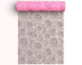 Abstract Floral Texture Roller For Polymer Clay, Floral Clay Texture Roller, Printable File, Digital STL File, No: 1531