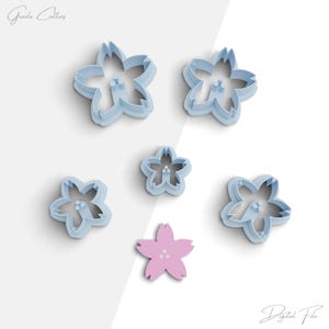 Cherry Blossom Flower Clay Cutter, Floral Polymer Clay Cutters, 2 Cutter Version, 5 Sizes Included, Digital STL File, No: 1028