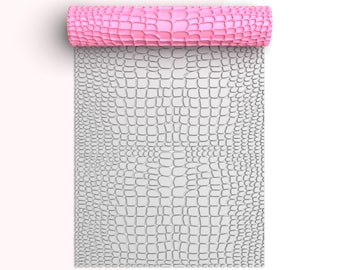May include: A pink textured rolling pin rests atop a gray, crocodile-patterned surface. The words "Greeda Cutters" are in the upper left corner, and "Digital File" is in the lower right corner.