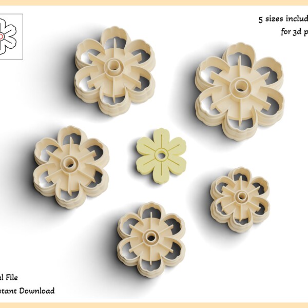 Flower donut Clay Cutter Stl File, Flower Earring Cutter Stl File, Birth Flower Polymer Cutter, Stl File For 3d Printer, Digital File