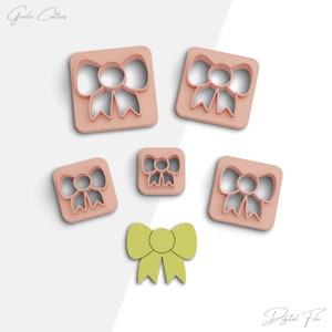 Bow Clay Cutter, Christmas Polymer Clay Cutters, Earring Cutters, 2 Cutter Version, 5 Sizes Included, Digital STL File, No: 481