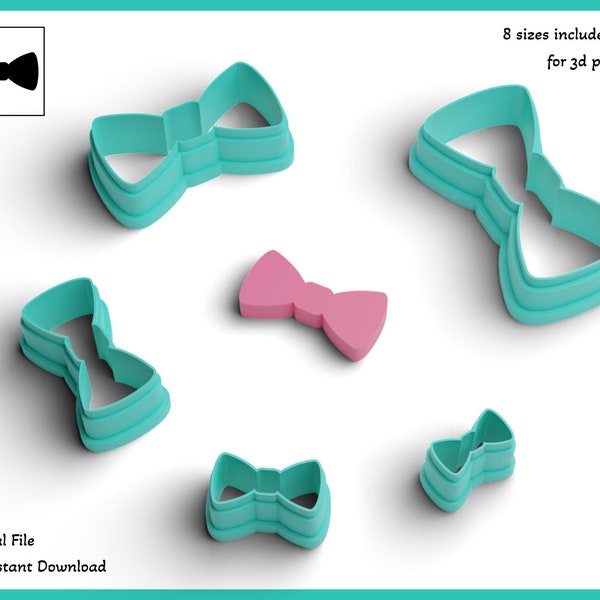 Bow Tie Clay Cutter STL File, Bow Tie Cookie Cutter Stl, Bow Tie Earring Stl File, 3d Printing, Earring Cutter Stl File, Earring Pattern