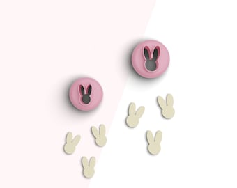 Easter Bunny Stud Clay Cutter, Easter Polymer Clay Cutter, Mini Earring Cutters, 2 Sizes Included, Digital STL File, No: 256