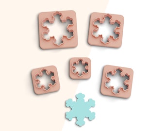 Snowflake Clay Cutter, Christmas Polymer Clay Cutters, Earring Cutters, 2 Cutter Version, 5 Sizes Included, Digital STL File, No: 528