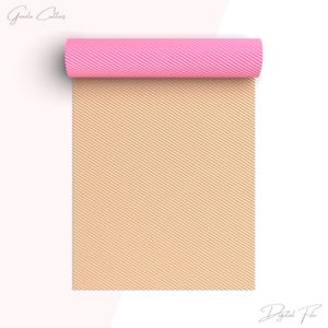 May include: A digital file of a peach-colored fabric with a diagonal striped pattern. The fabric is rolled up with a pink edge.