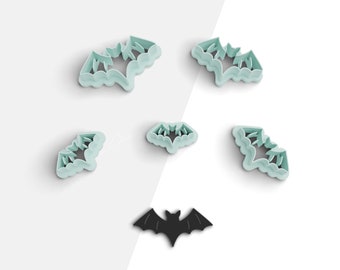 Bat Clay Cutter, Halloween Polymer Clay Cutter, Earring Cutters, 2 Cutter Version, 5 Sizes Included, Digital STL File, No: 577