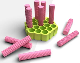 Texture Roller Stackable Organizer, Modular Storage Box, Clay Artist Tool, Polymer Clay Tools, Digital STL File, No: 1582