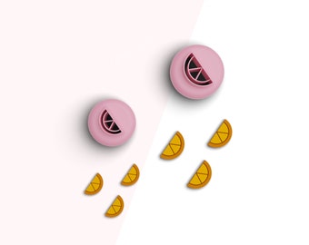 Orange Slice Stud Clay Cutter, Fruit Polymer Clay Cutters, Orange Mini Earring Cutter, 2 Sizes Included, Digital STL File, No: 350
