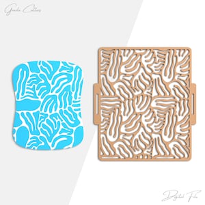 Wavy Psychedelic Stencil For Polymer Clay, Abstract Textured Stencil, Clay Earring Making Tool, Stencil Sheet, Digital STL File, No: 1613