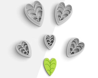 Philodendron Leaf Clay Cutter, Leaf Polymer Clay Cutters, 2 Cutter Version, 5 Sizes Included, Digital STL File, No: 1118
