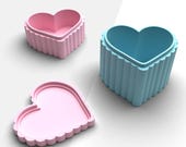 Scalloped Heart Shaped Jewelry Box, Organizer And Storage Box With Lid, Clay Artist Tool, Polymer Clay Tools, Digital STL File, No: 1581