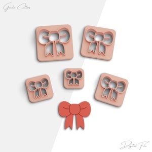 Christmas Bow Clay Cutter, Christmas Polymer Clay Cutters, Earring Cutters, 2 Cutter Version, 5 Sizes Included, Digital STL File, No: 479