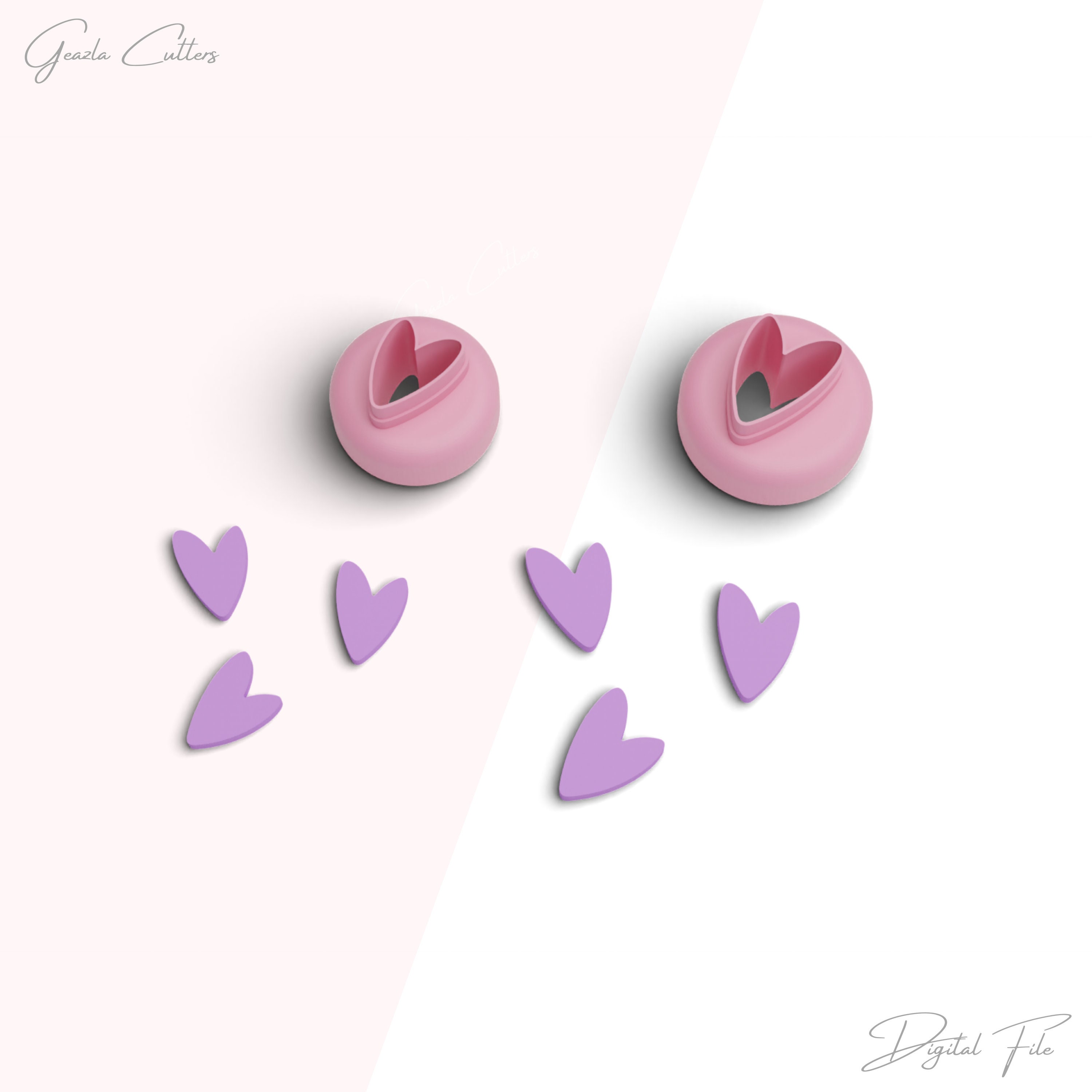 Asimetric Heart Stud Clay Cutter, Valentine Polymer Clay Cutter