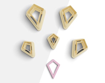 Thin Kite Shape Clay Cutter, Skinny Kite Polymer Clay Earring Cutter, 2 Cutter Version, 5 Sizes Included, Digital STL File, No: 902