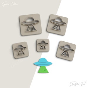 UFO Clay Cutter, Space Polymer Clay Cutters, Earring Cutters, 2 Cutter Version, Sharp Edge, 5 Sizes Included,  Digital STL File, No: 421