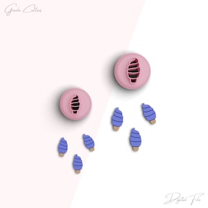 May include: Pink circular cookie cutters with an ice cream cone design, alongside several detached purple ice cream cone shapes with brown bases. The words "Digital File" are written in cursive at the bottom right.