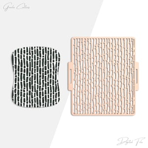 May include: Two craft stencils. One is a rounded rectangle with a black and white vertical pattern. The other is a light peach-colored rectangular stencil with a vertical line pattern and handles on the sides. The words "Digital File" are at the bottom.