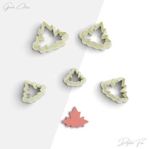 Maple Leaf Clay Cutter, Leaf Polymer Clay Cutters, 2 Cutter Version, 5 Sizes Included, Digital STL File, No: 1105
