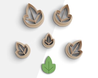 Leaf Clay Cutter, Leaf Polymer Clay Cutters, 2 Cutter Version, 5 Sizes Included, Digital STL File, No: 1115