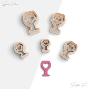 Wine Glass Clay Cutter, Valentine&#39;s Day Polymer Clay Earring Cutters, 2 Cutter Version, 5 Sizes Included, Digital STL File,No: 1270