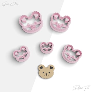 Love Baby Bear Clay Cutter, Valentine&#39;s Day Polymer Clay Earring Cutters, 2 Cutter Version, 5 Sizes Included, Digital STL File, No: 1236