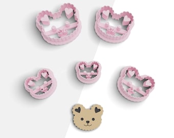 Love Baby Bear Clay Cutter, Valentine's Day Polymer Clay Earring Cutters, 2 Cutter Version, 5 Sizes Included, Digital STL File, No: 1236