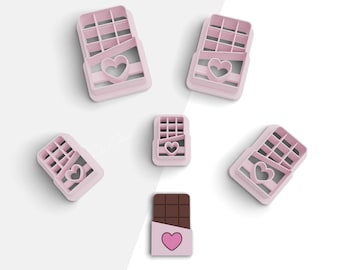 Valentine Chocolate Clay Cutter, Valentine's Day Polymer Clay Earring Cutters, 2 Cutter Version, 5 Sizes Included, Digital STL File,No: 1269