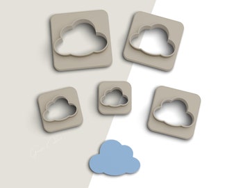 Cloud Clay Cutter, Sky Polymer Clay Cutters, Earring Cutters, 2 Cutter Version, Sharp Edge, 5 Sizes Included,  Digital STL File, No: 410