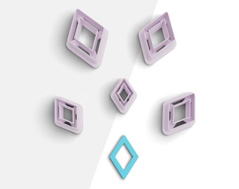 Thin Rhombus Clay Cutter, Skinny Rhombus Polymer Clay Earring Cutter, 2 Cutter Version, 5 Sizes Included, Digital STL File, No: 907