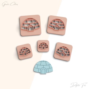 May include: Five pink plastic cookie cutters shaped like igloos, and one blue plastic igloo cookie cutter.  The cookie cutters are arranged on a white background.  The text "Digital File" is at the bottom of the image.